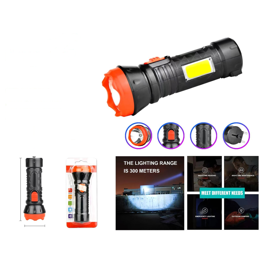 [YN-9937B] Linterna LED recargable con luz COB lateral