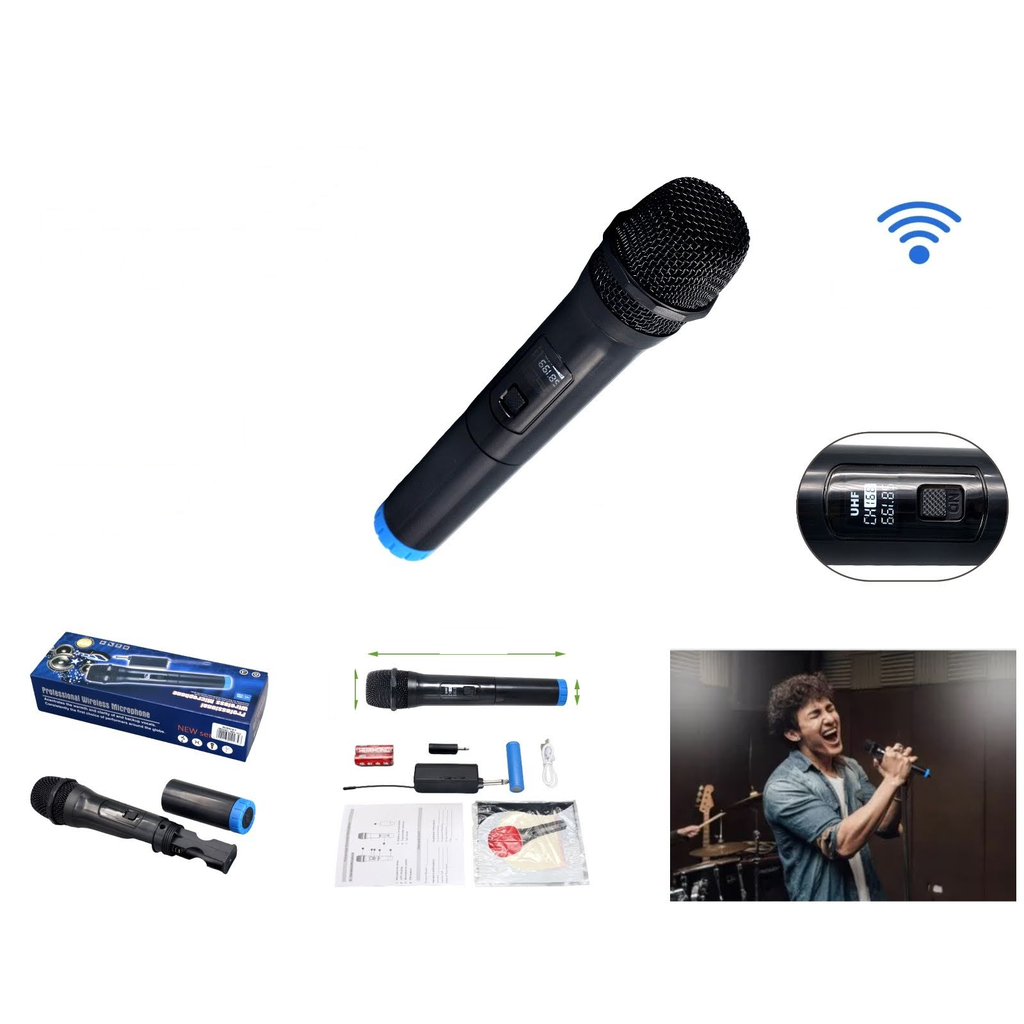 Microfono inalambrico profesional UHF con pantalla digital