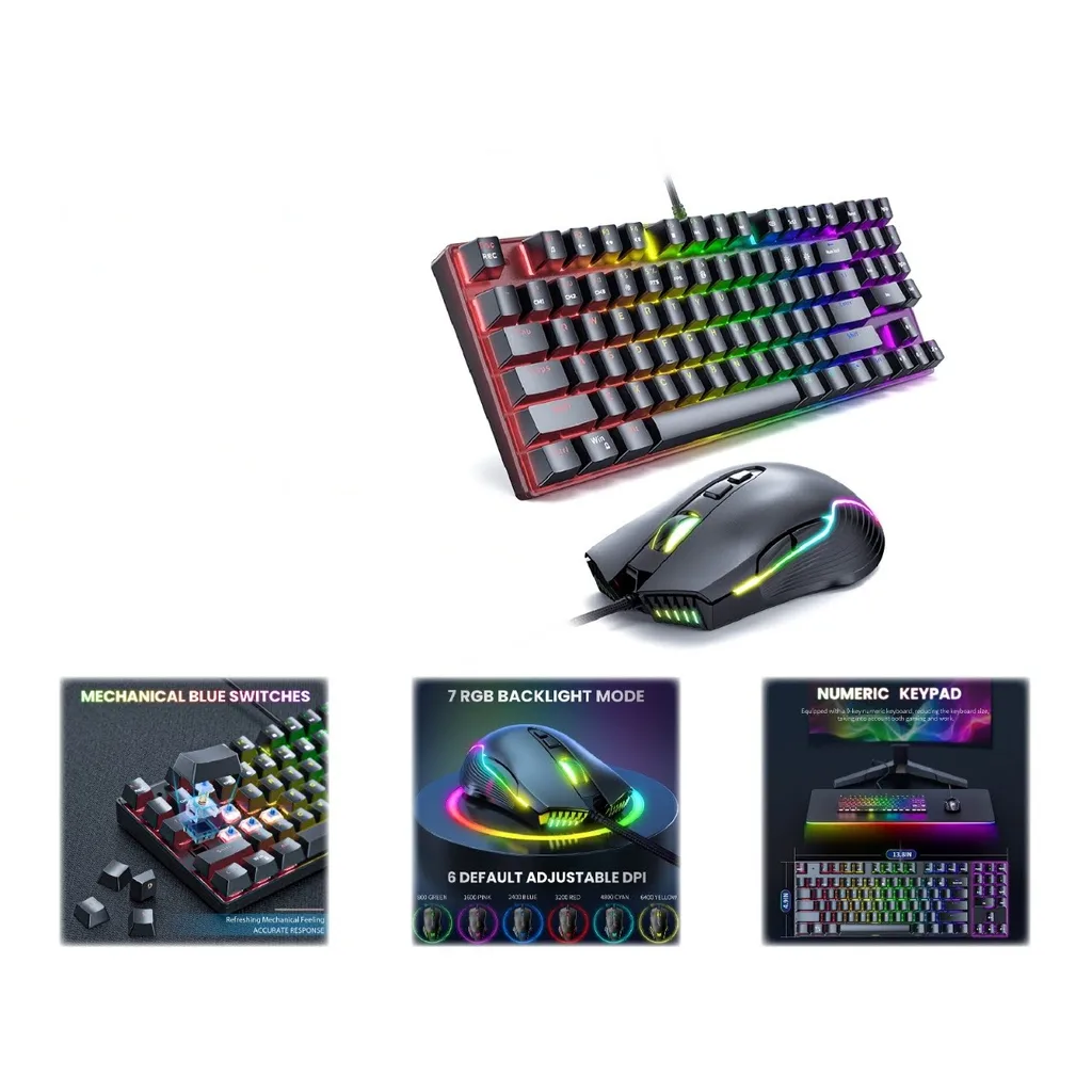 Combo teclado mecanico y mouse RGB