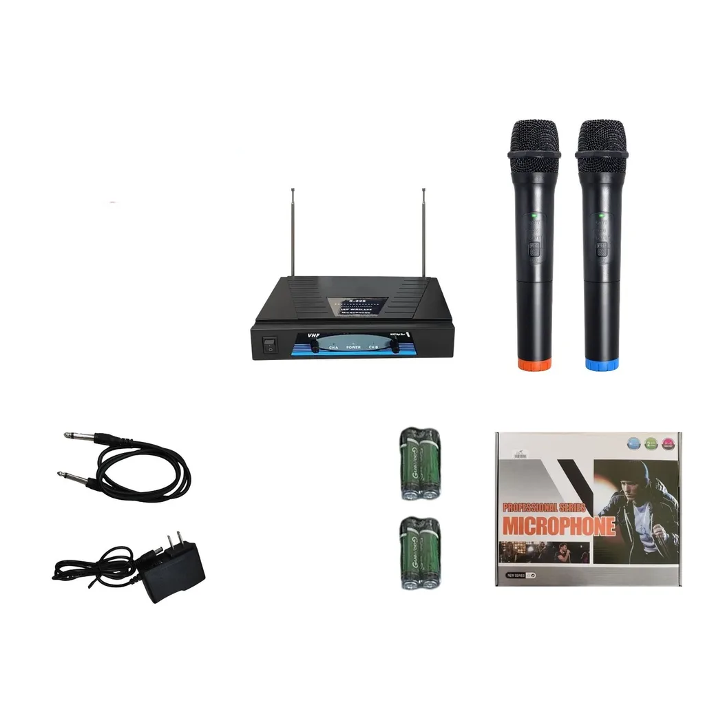 Sistema de microfono inalambrico VHF doble de mano