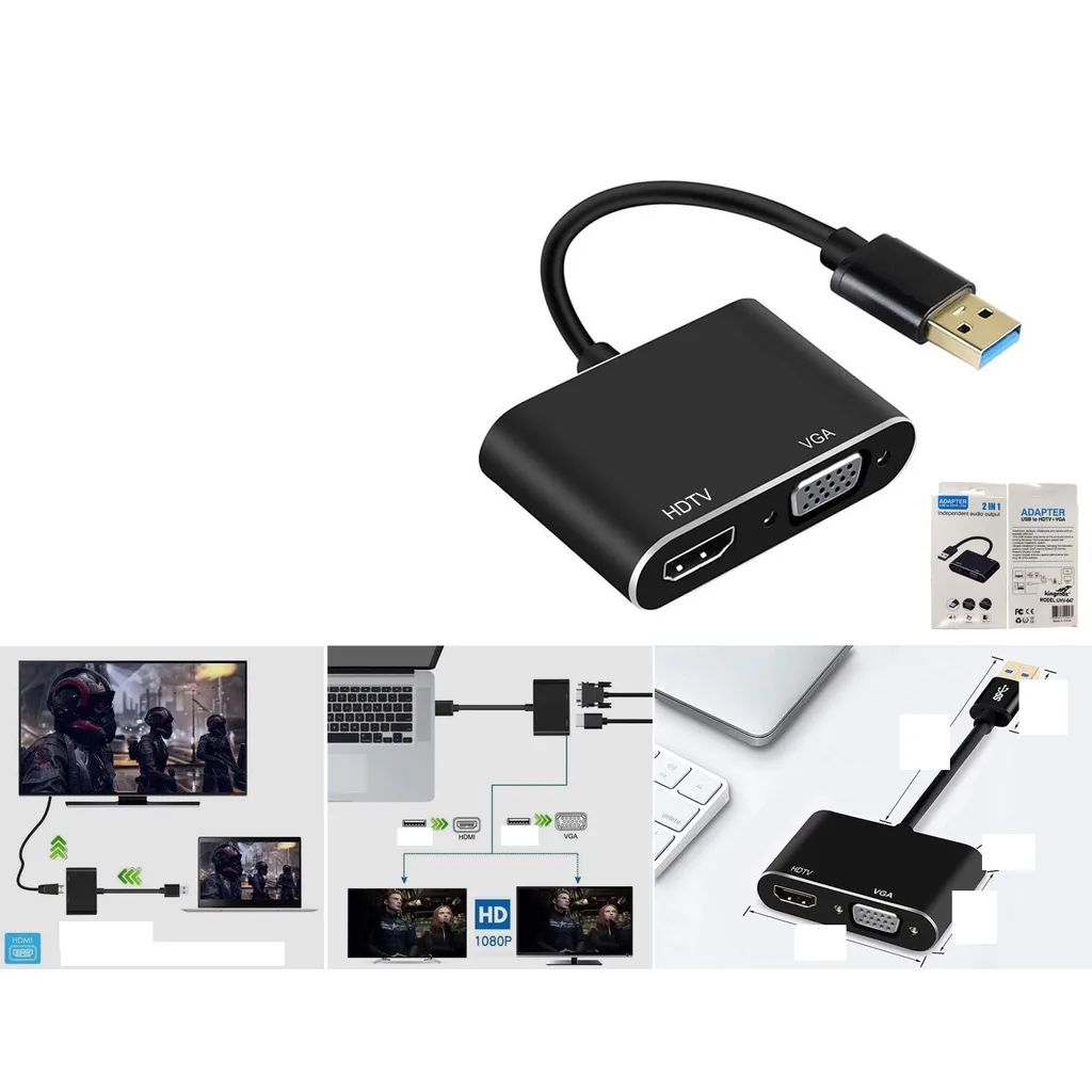 Adaptador HDMI USB 3.0 PD VGA 4K