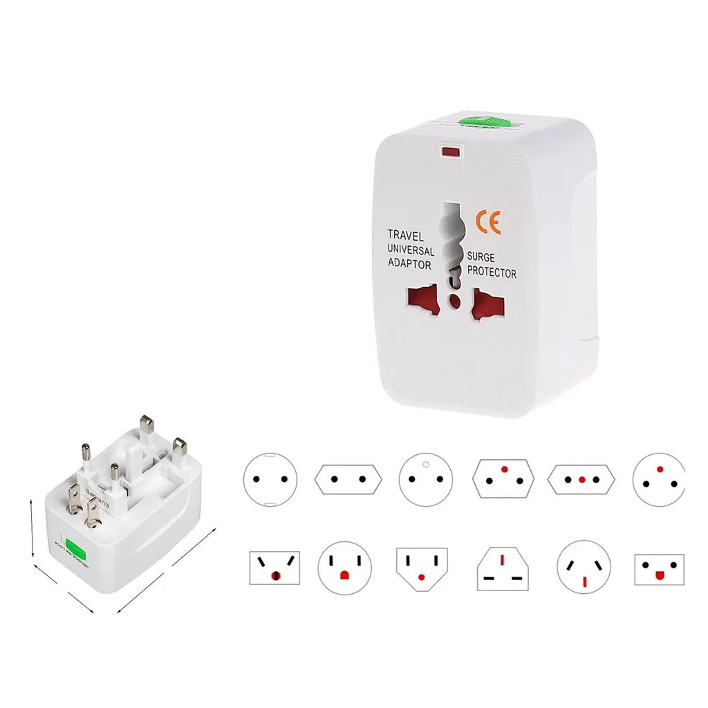 Adaptador universal de viaje con protector de sobretension
