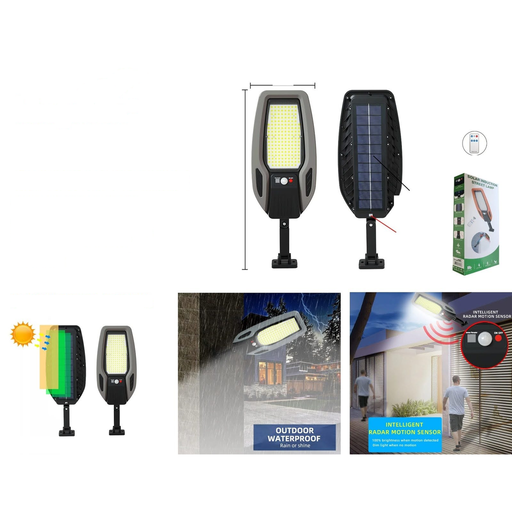 Luz solar de calle con sensor radar de movimiento e induccion infrarroja
