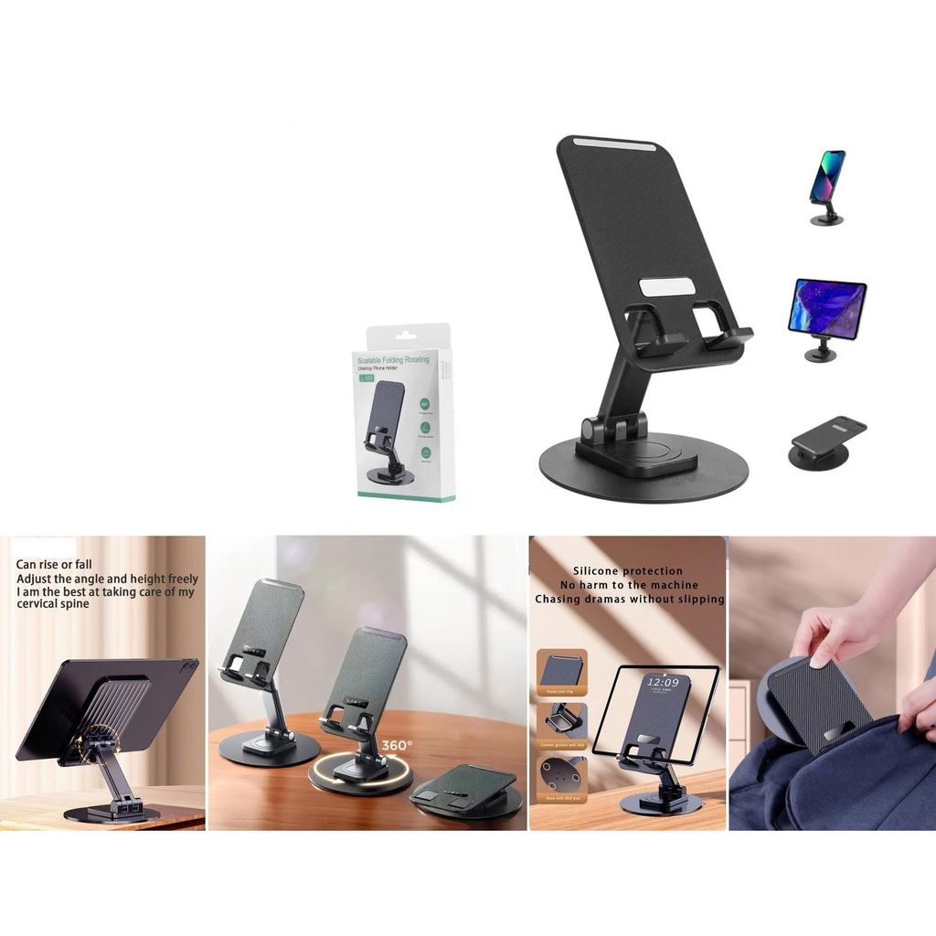 [L-353] Soporte plegable giratorio de escritorio para celular y tableta