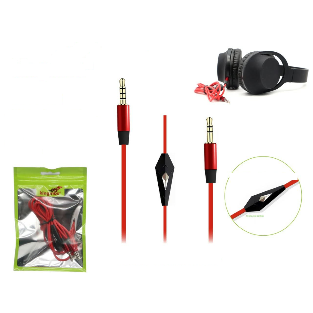 Cable auxiliar de audio con microfono 3.5mm