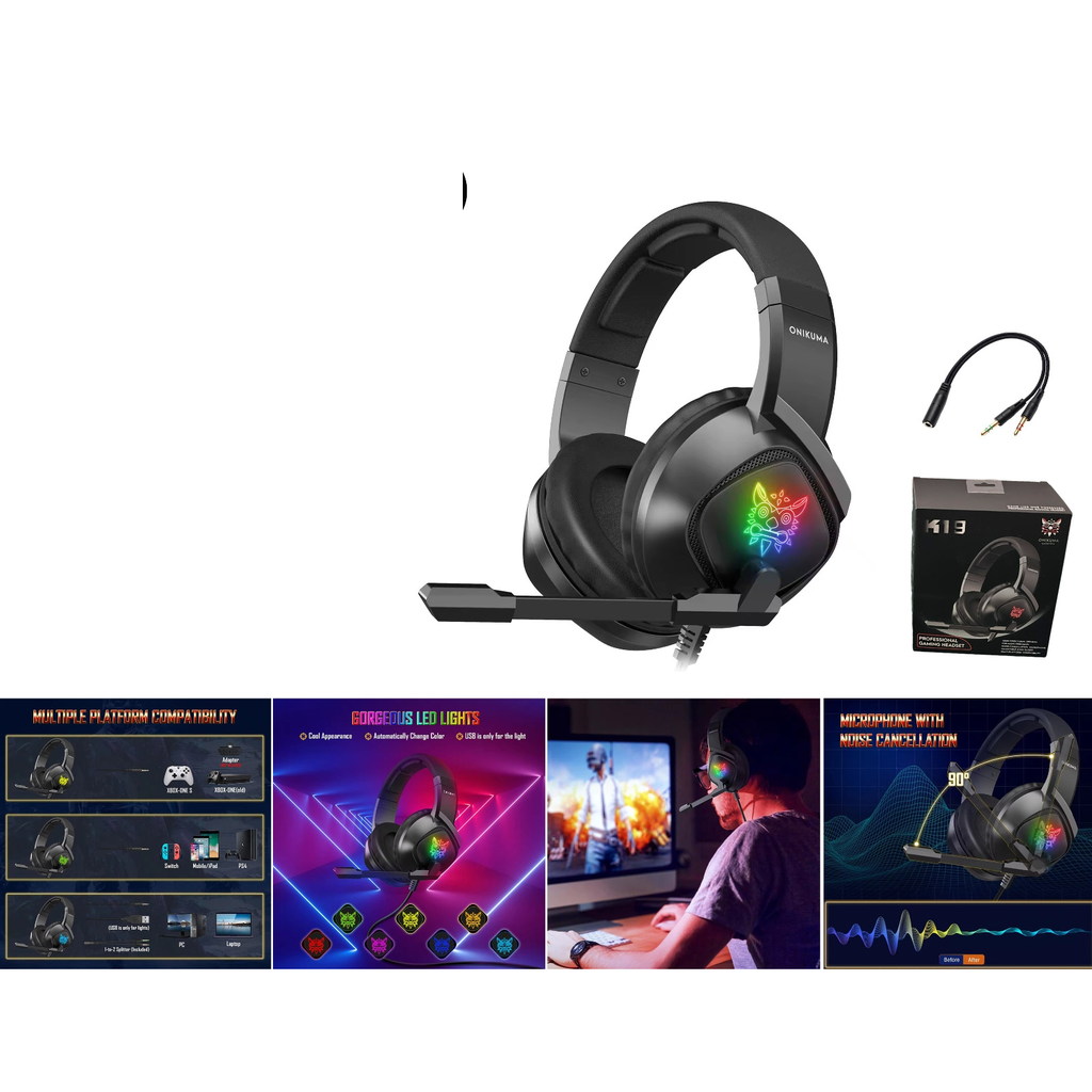 Auriculares para gaming con luces RGB y microfono - Modelo K19