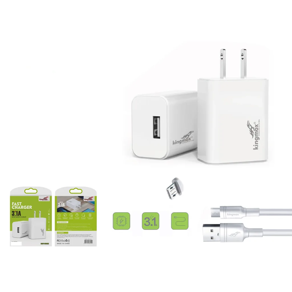 Cargador rapido 3.1A con cable Micro USB de 1M - Modelo DSY-6010M