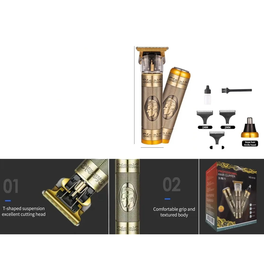 Maquina cortadora de cabello y barba recargable 3 en 1