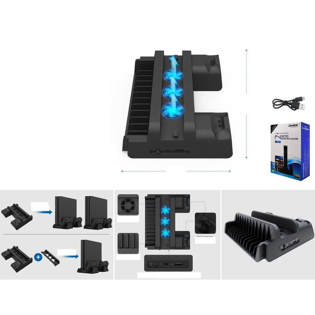 Soporte vertical con ventiladores para consola PS4