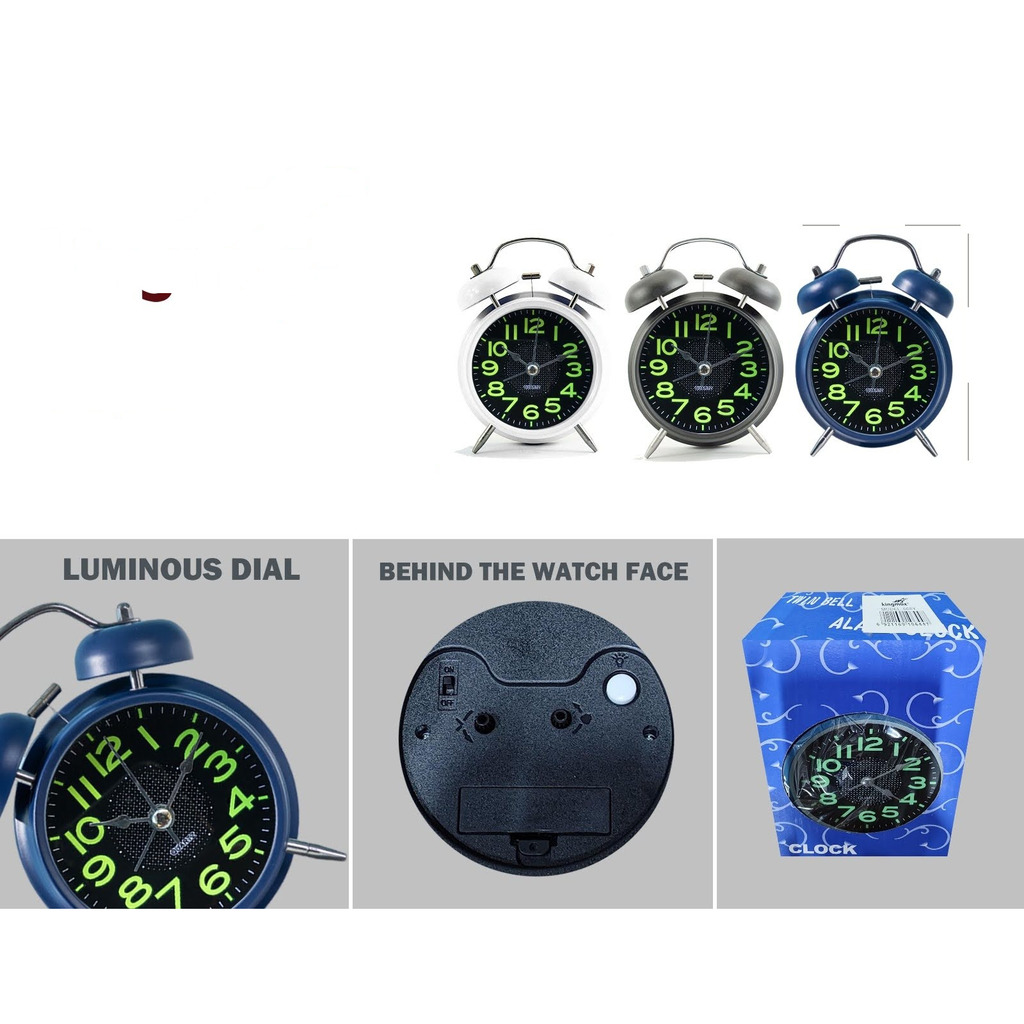 [668Y] Reloj despertador de campana doble con esfera luminosa