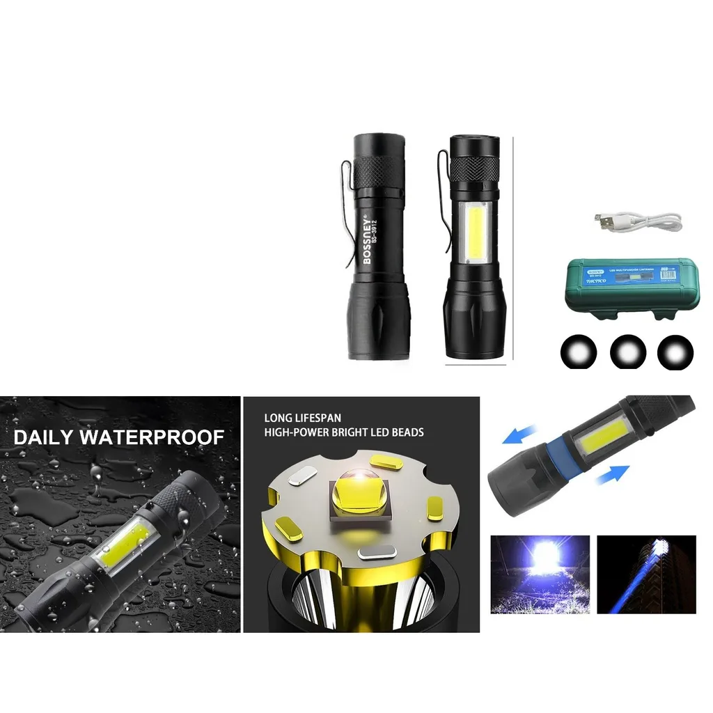 Linterna tactica LED recargable con zoom