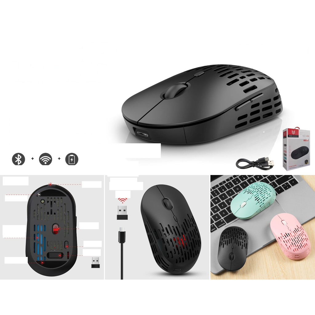 Raton inalambrico recargable Bluetooth y 2.4G super silencioso