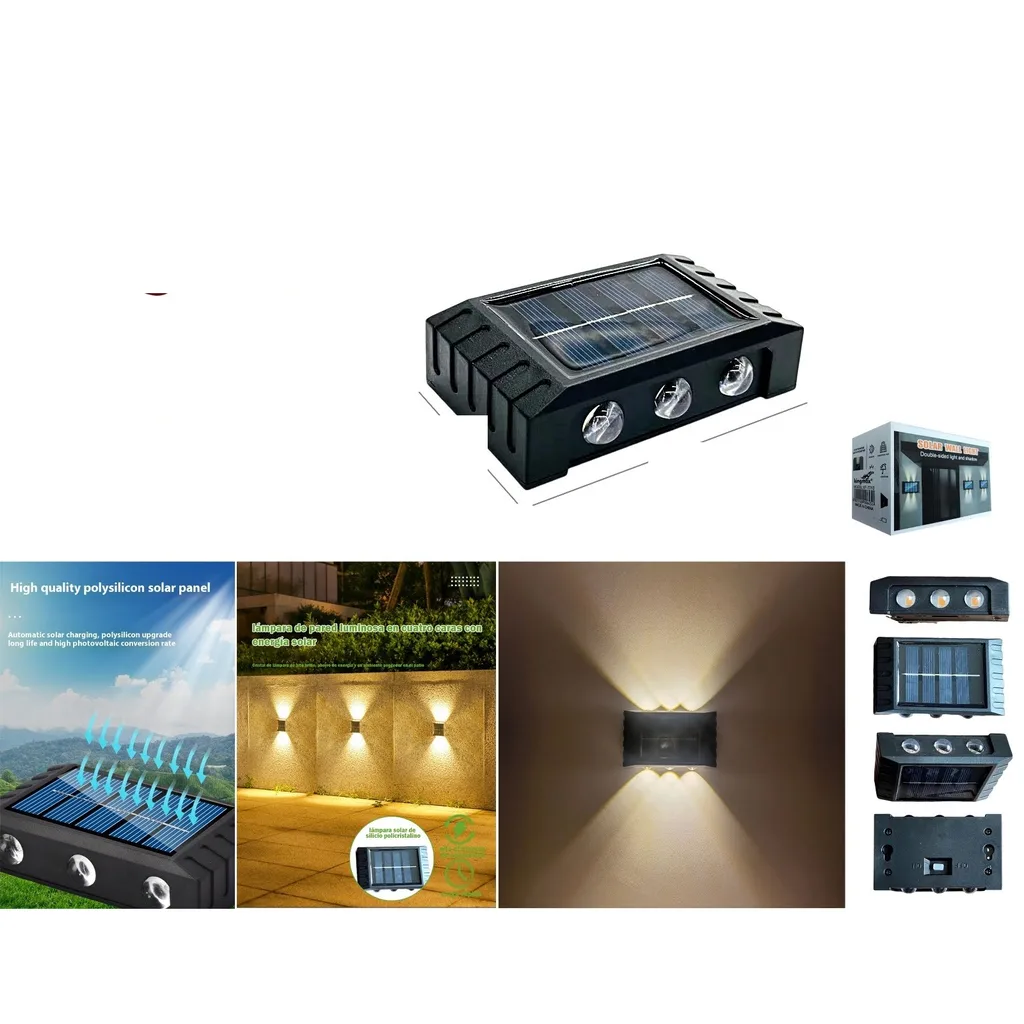Lampara de pared solar de luz dual exterior