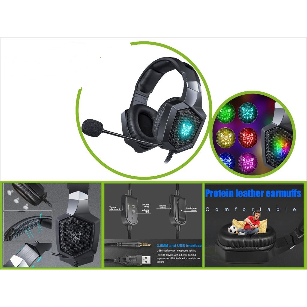 Audifonos gamer con microfono y luz RGB - Modelo K8