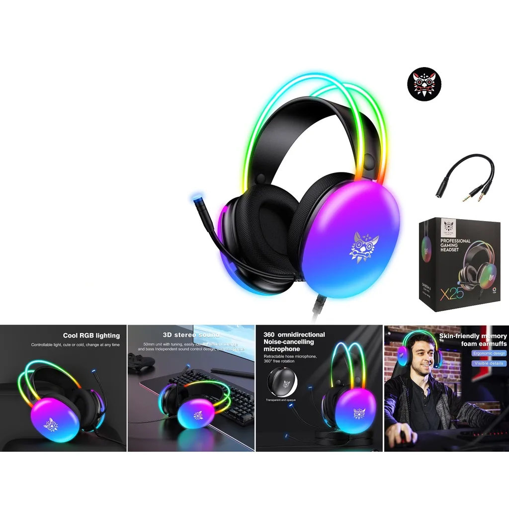 Auriculares gaming RGB con microfono