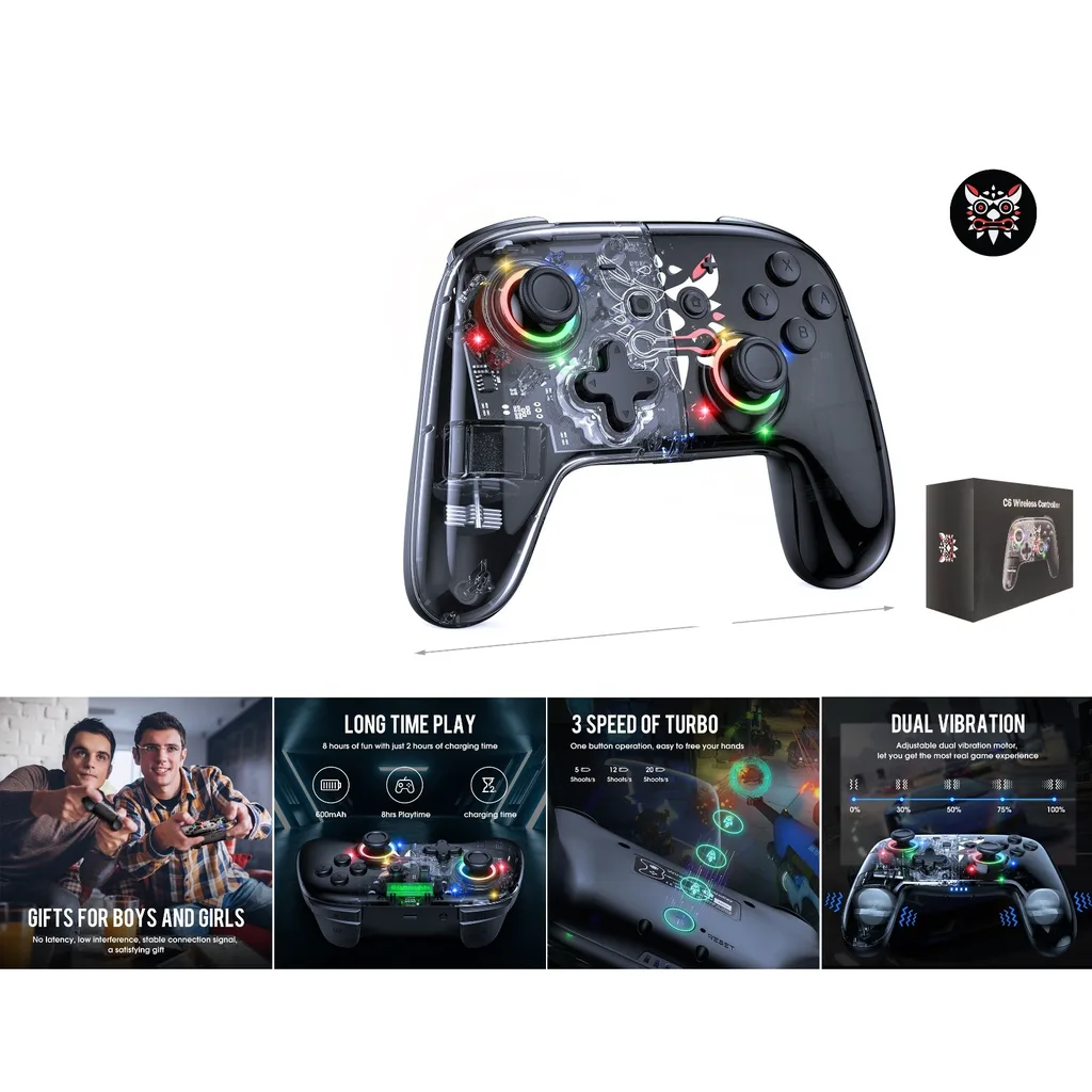 Control inalambrico de juego con luces RGB