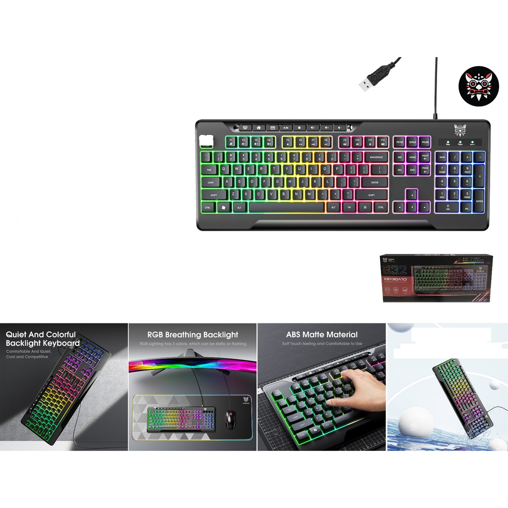 Teclado de membrana de 104 teclas con luz mixta