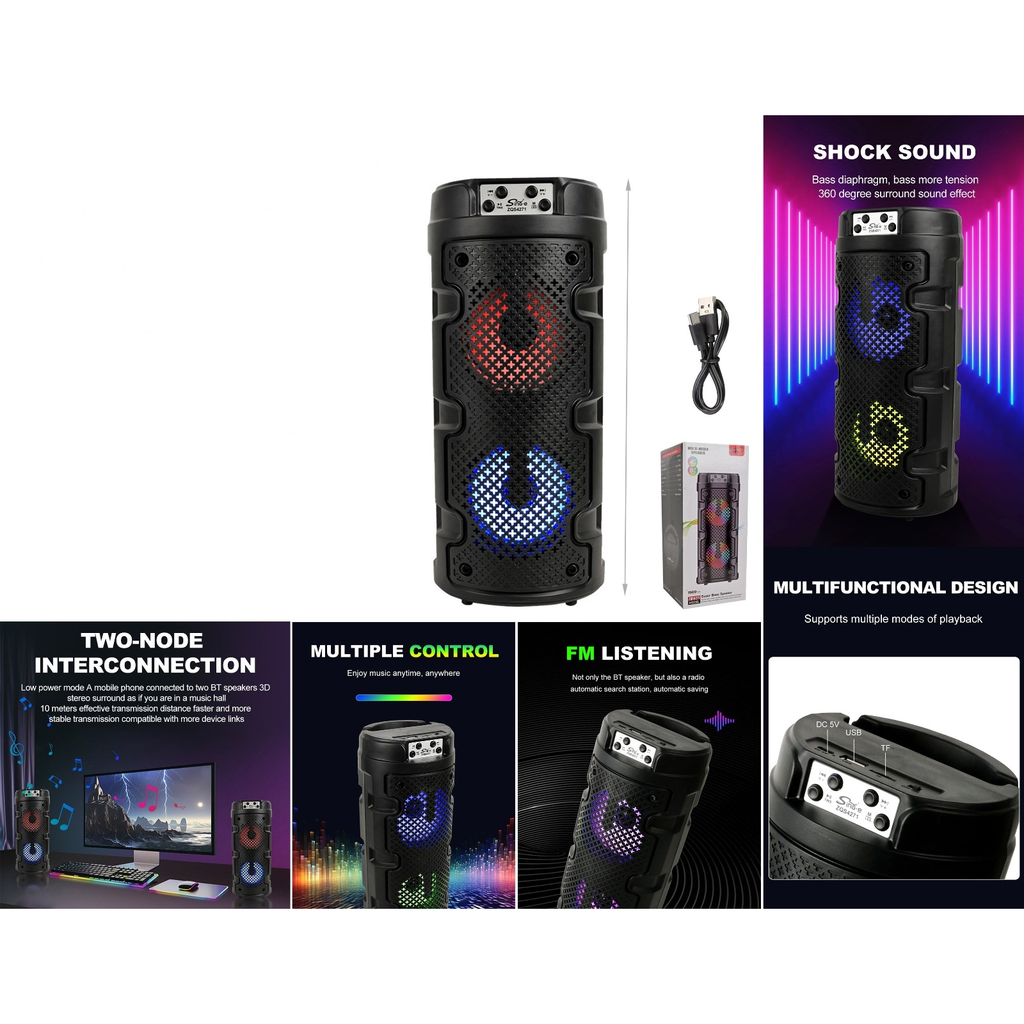 Parlante portatil Bluetooth con luces de colores