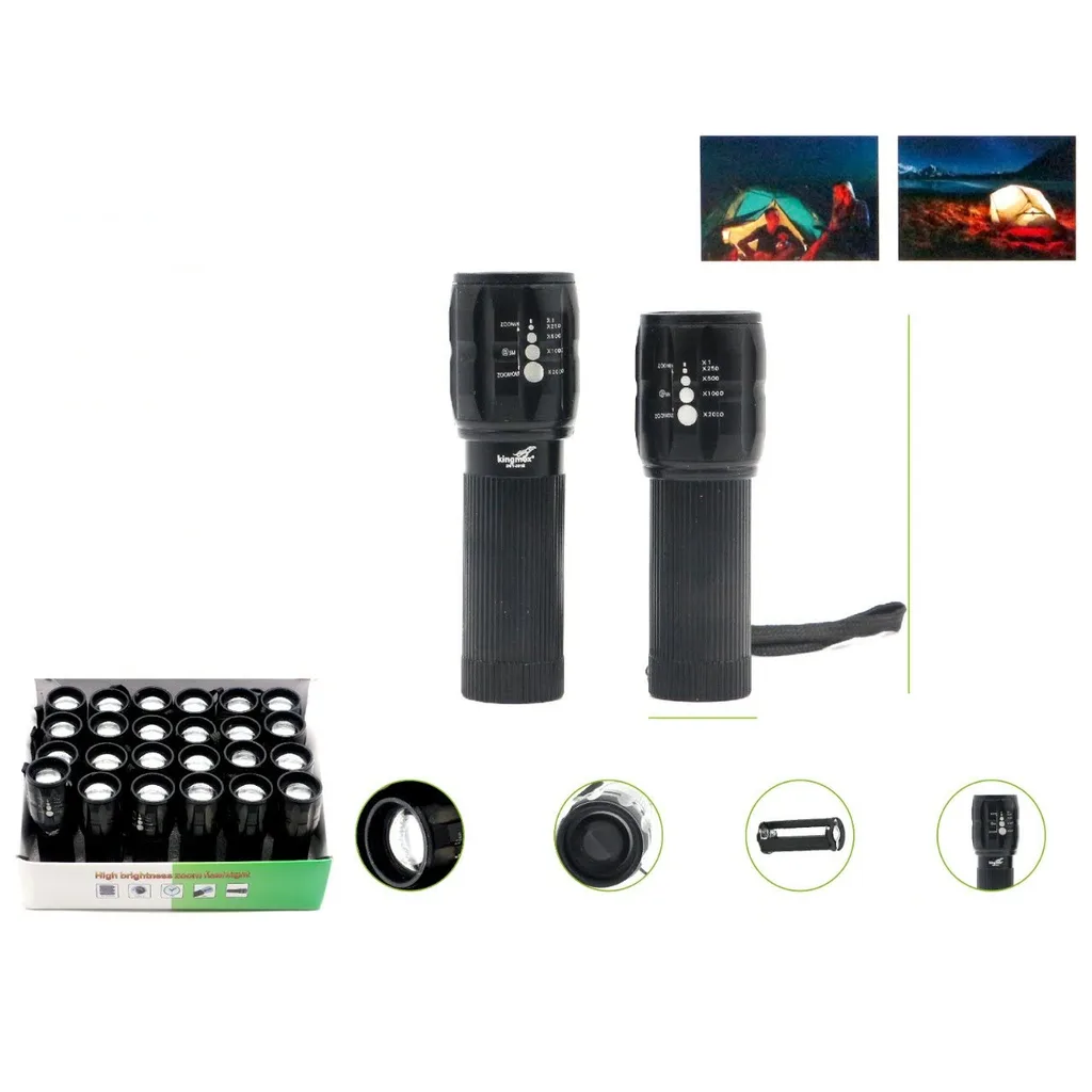 Linterna de bateria seca LED con zoom telescopico