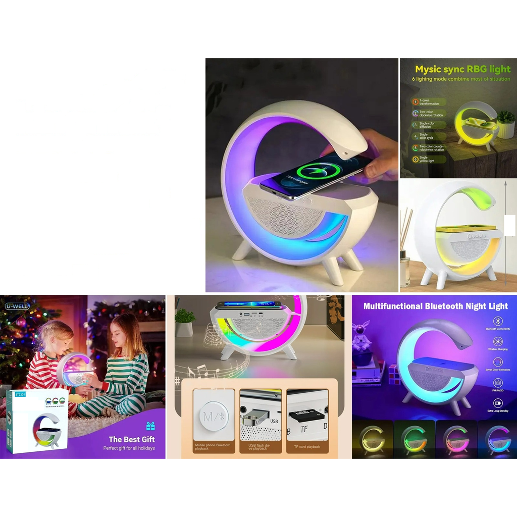 [BT2301] Lampara de noche Bluetooth con cargador inalambrico y luz RGB