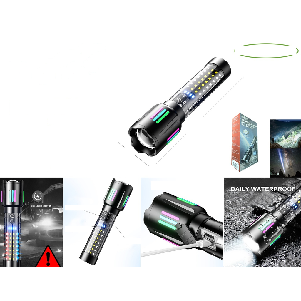 Linterna LED recargable de aluminio con luz lateral