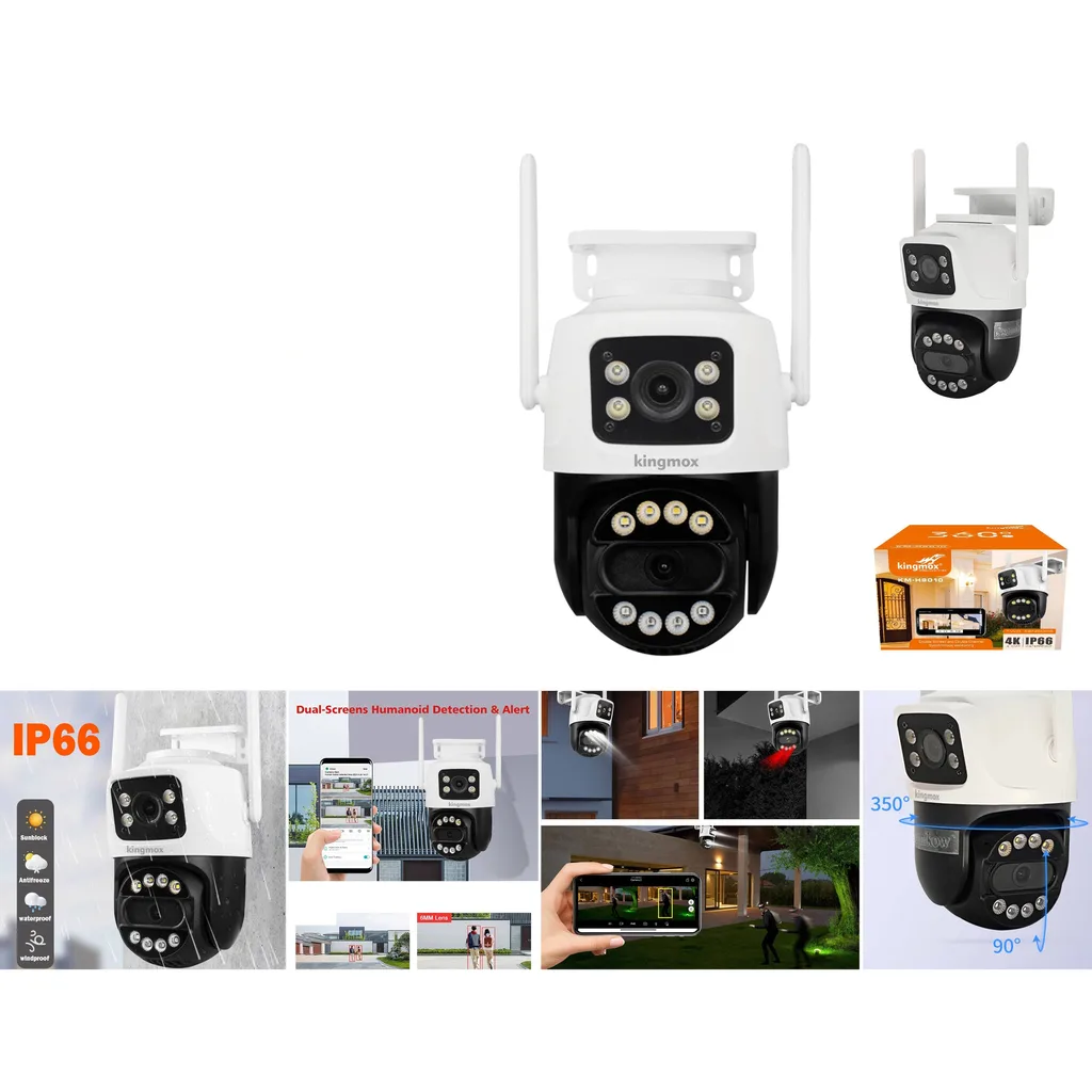 Camara de vigilancia WiFi exterior con dos pantallas 4K