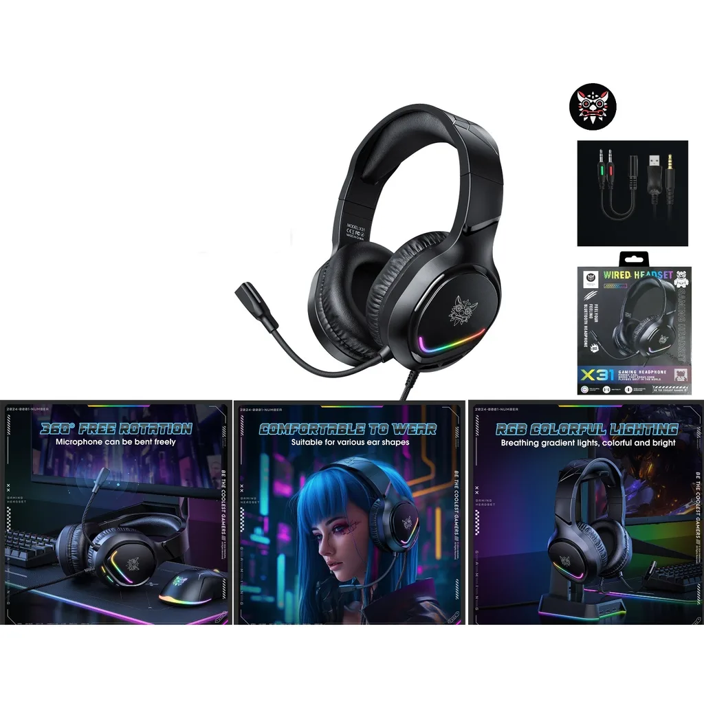 Audifonos gamer diadema con microfono y luces RGB - Modelo X31