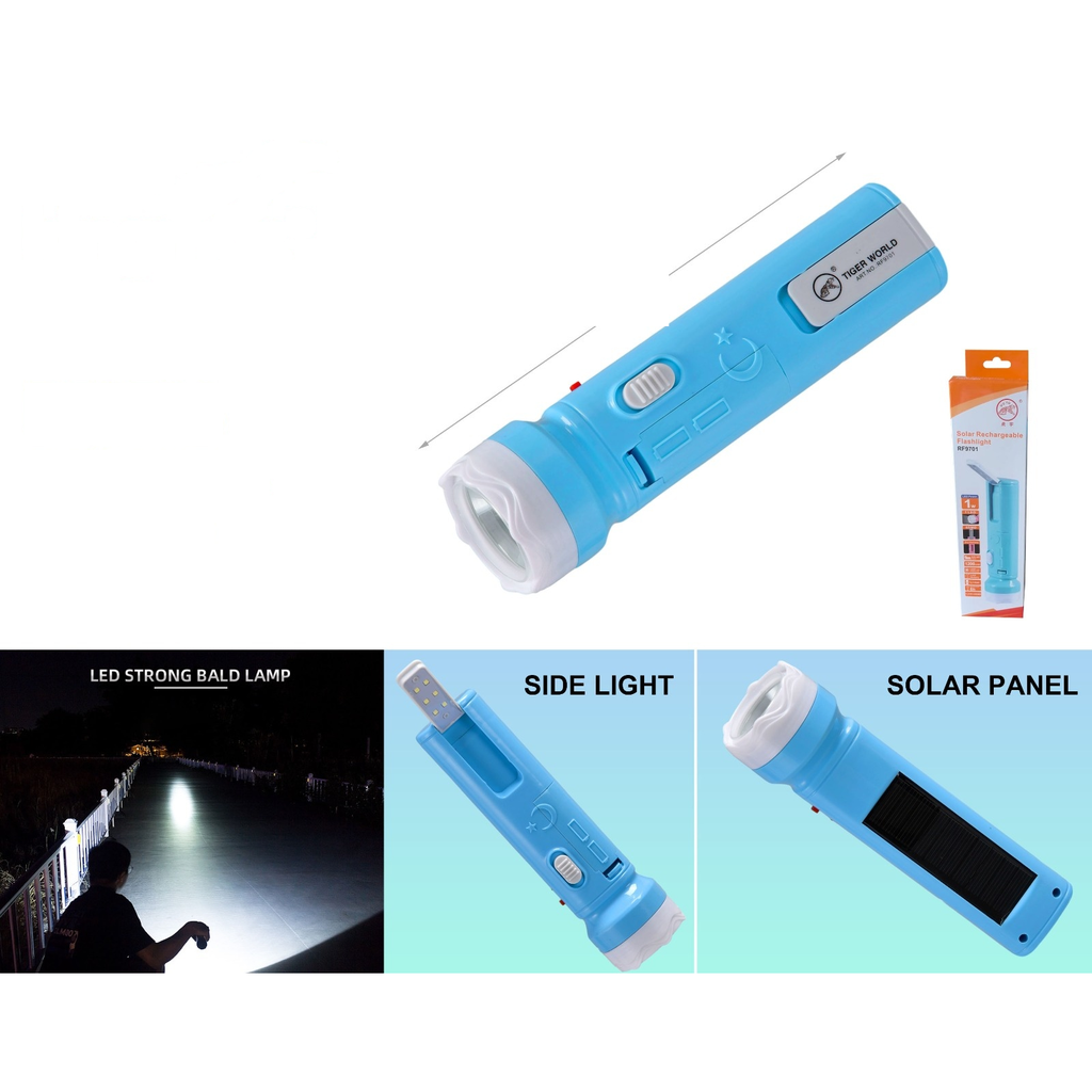 Linterna LED recargable solar 51x182mm bateria AA