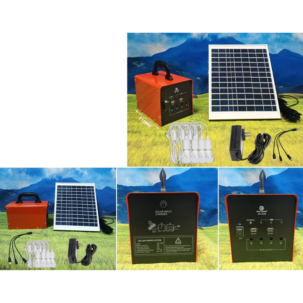 Sistema solar pequeno portatil con panel y bombillas