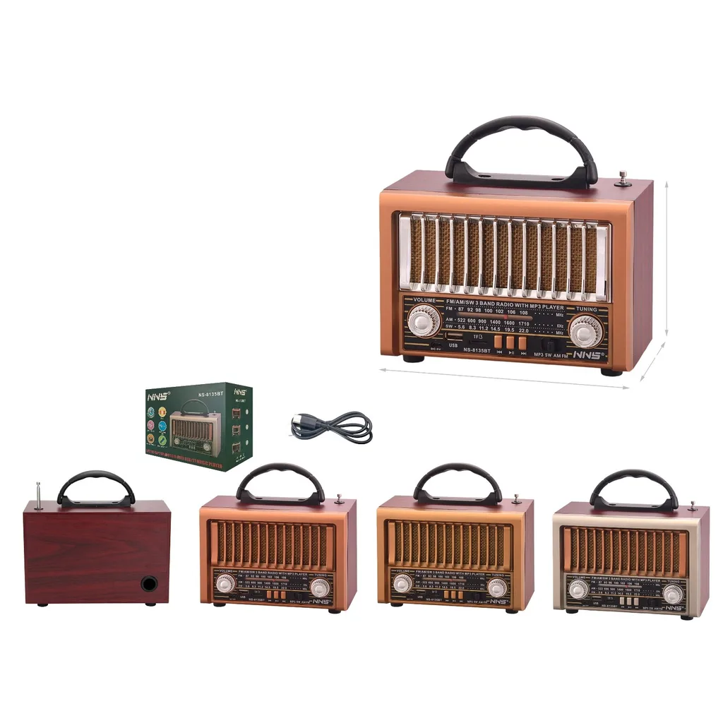 Radio retro Bluetooth FM AM SW con USB y TF - Modelo NS-8135BT
