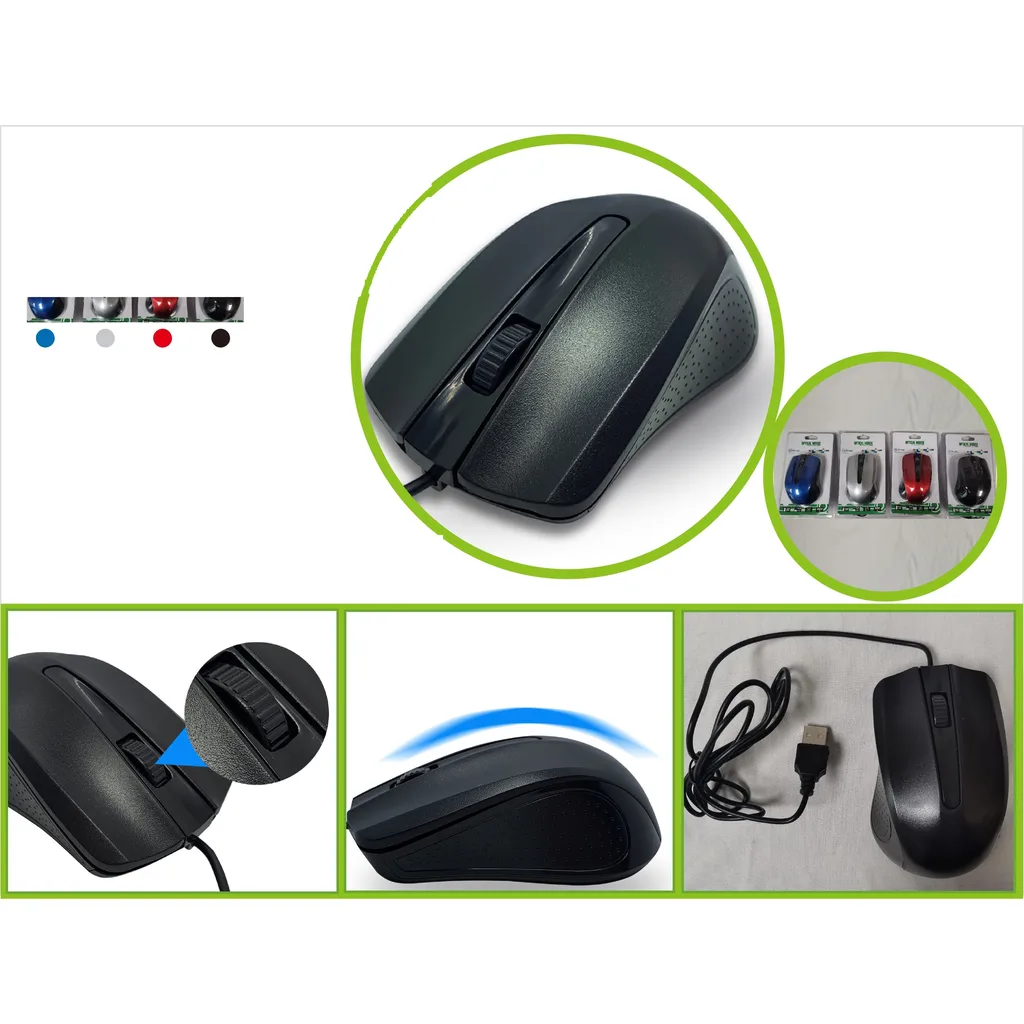 Mouse optico alambrico USB 1600dpi