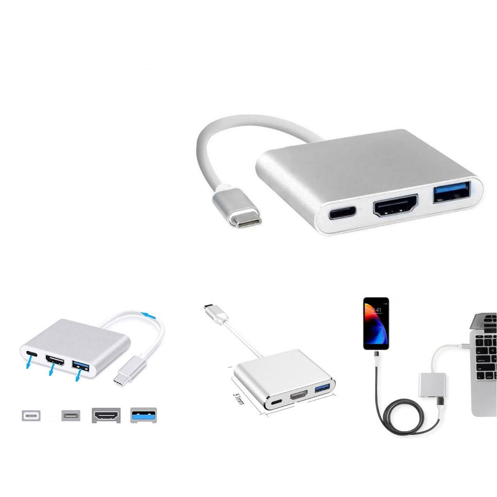 Adaptador 3 en 1 USB 3.0 Tipo C a HDMI