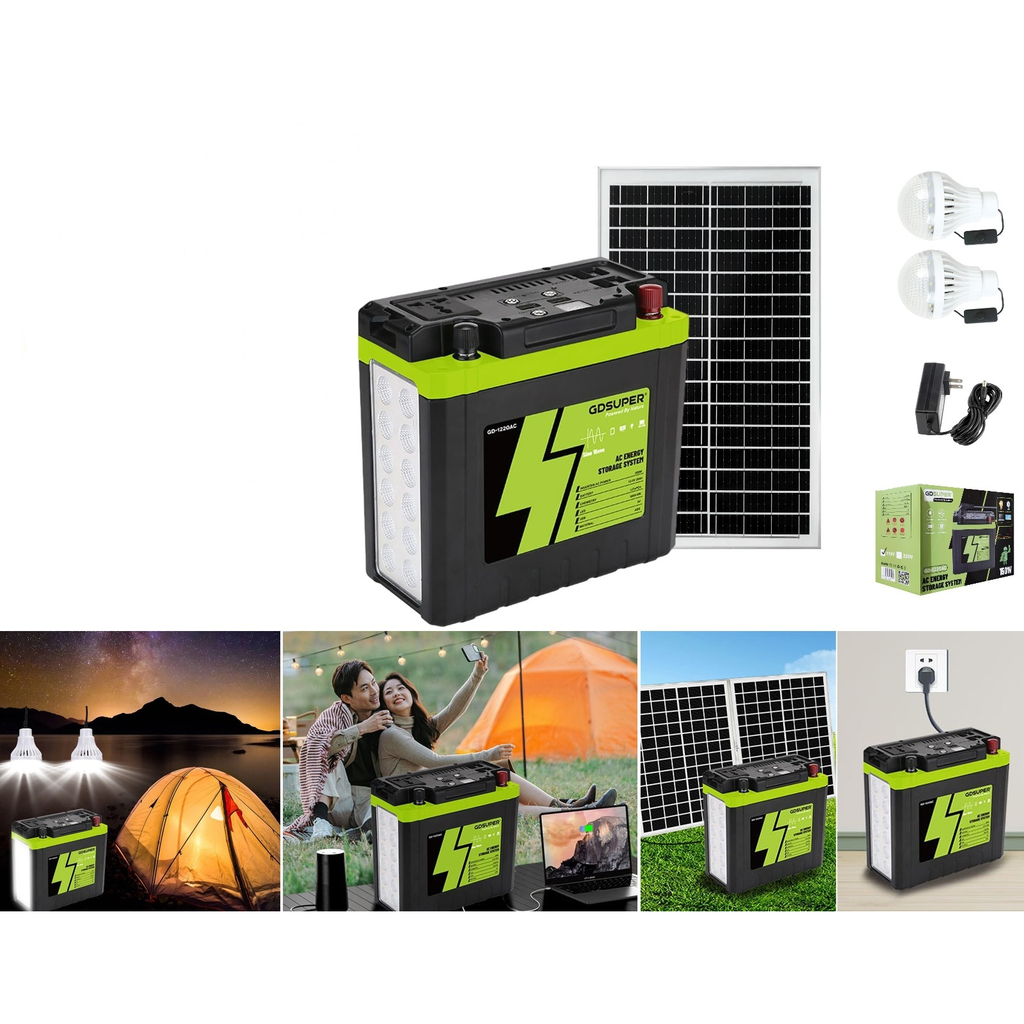Sistema de suministro de energia solar AC con bateria 12.8V 25AH