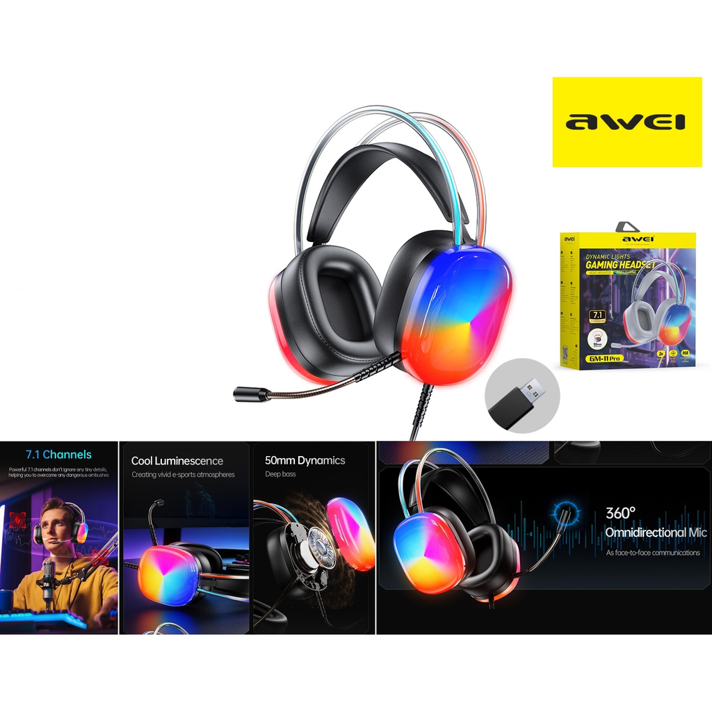 Audifonos gamer con luces RGB 7.1 USB