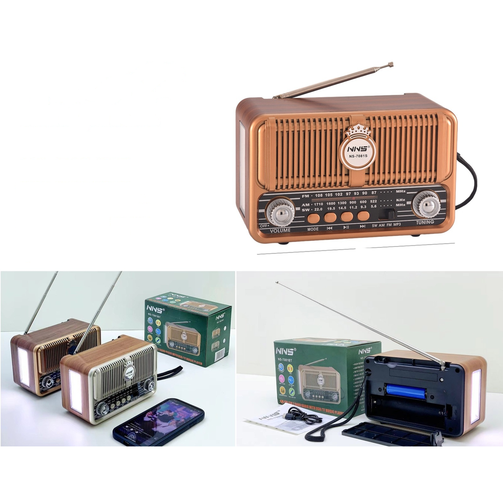Radio retro Bluetooth FM/AM/SW con luz