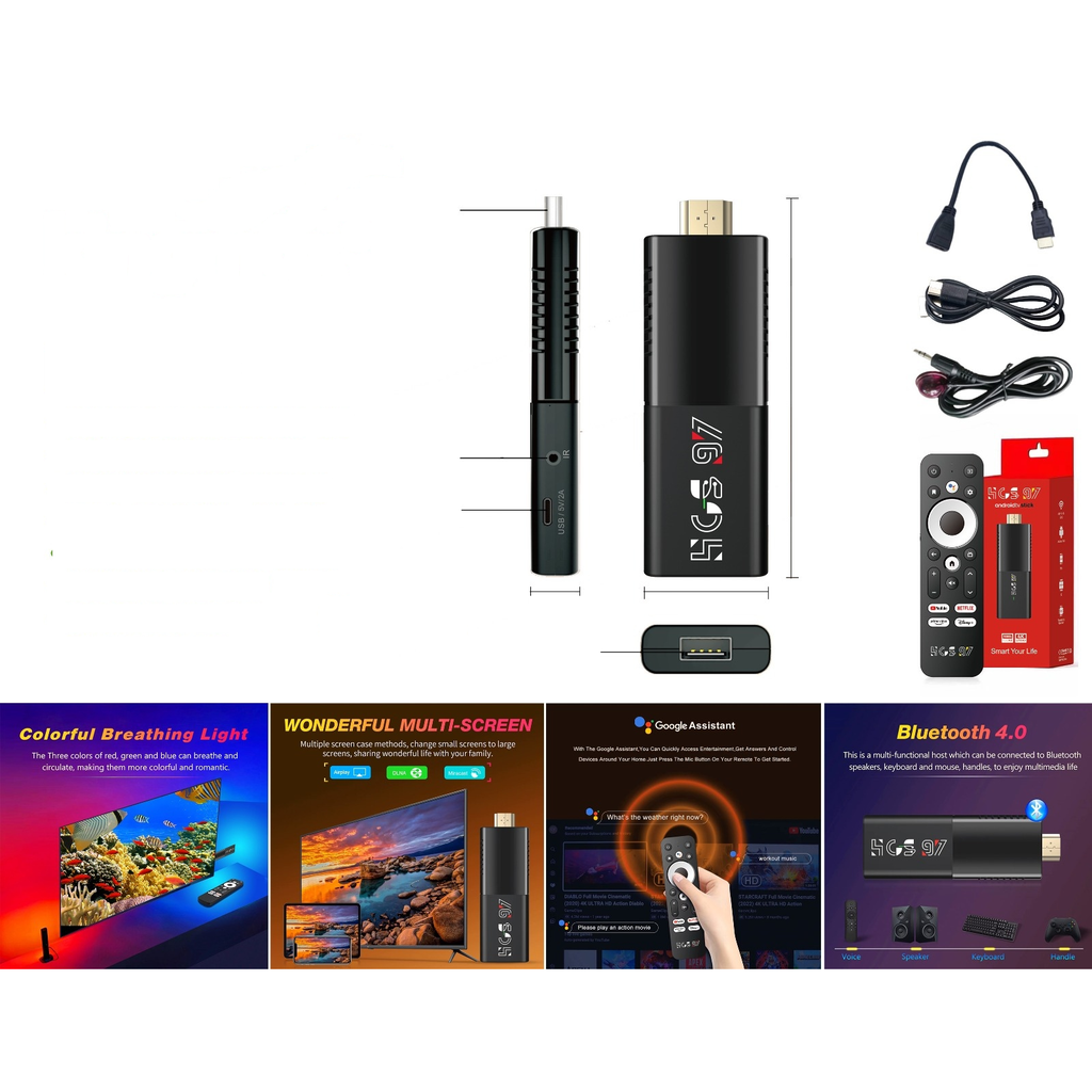 [HCS97] Stick de Android TV 8K con WiFi y Bluetooth