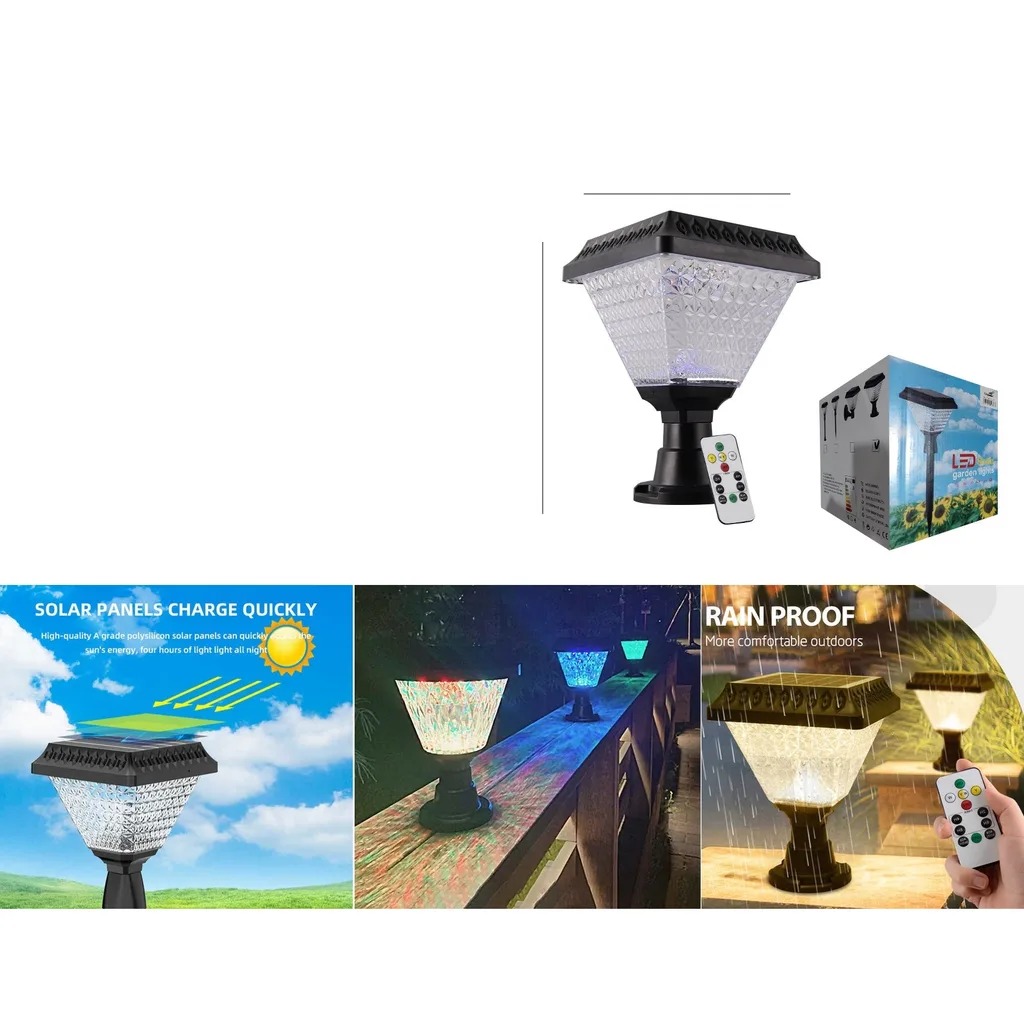 Lampara solar de jardin LED con control remoto