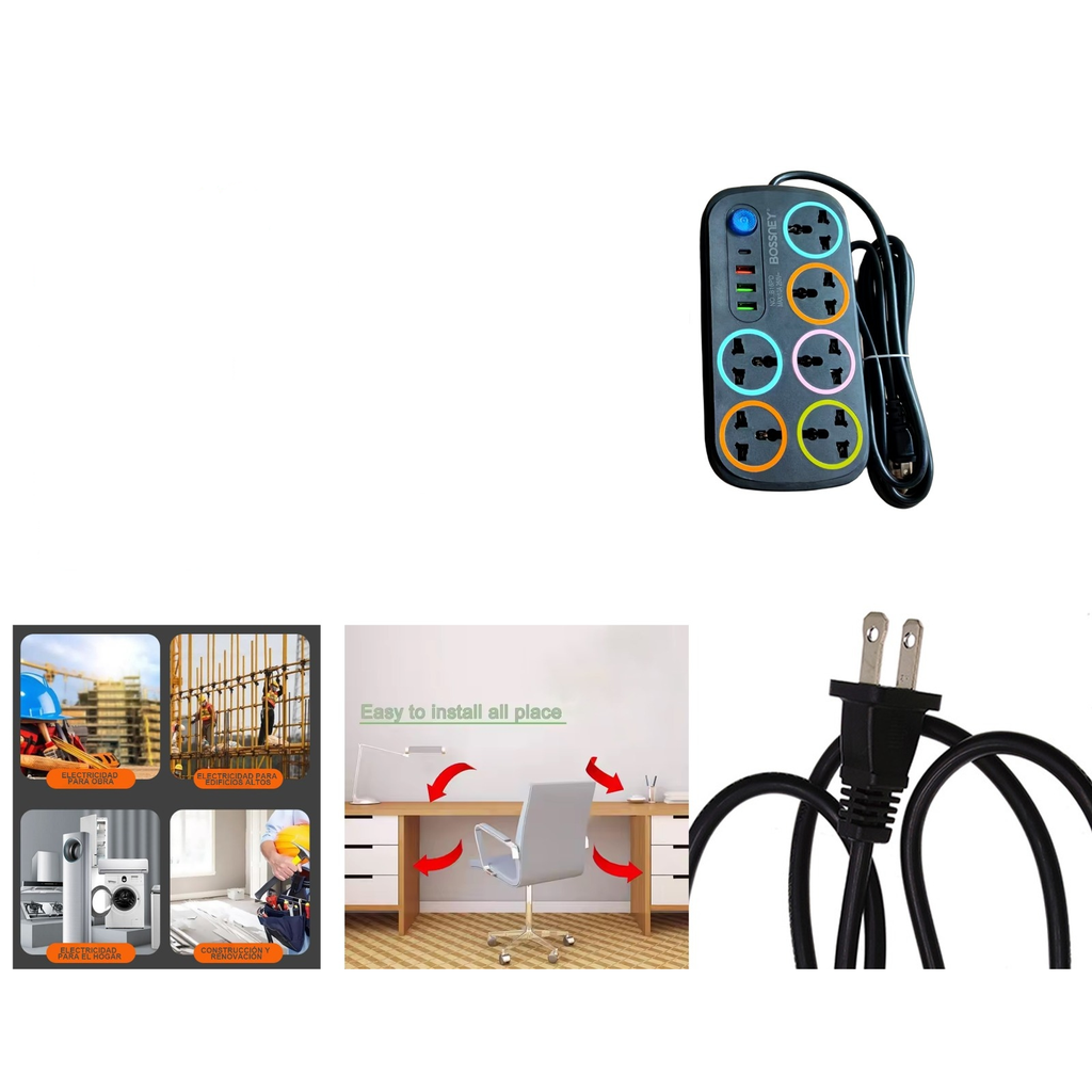 Adaptador universal de enchufe multitoma con USB