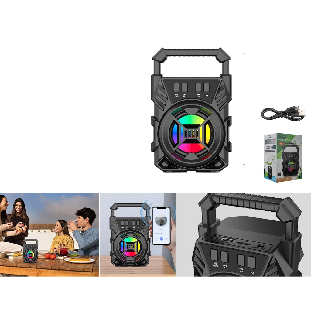 Altavoz portatil Bluetooth con luces de colores 3W