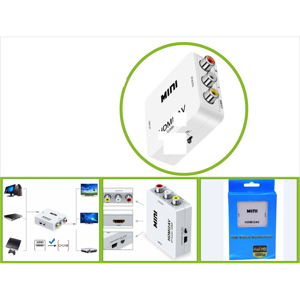 Mini convertidor de HDMI a AV RCA Full HD 1080P