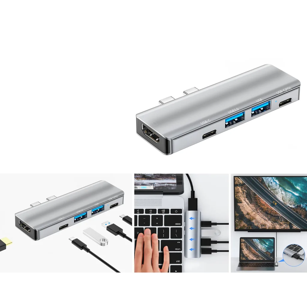 Hub USB 5 en 1 con HDMI 4K y Type-C 87W