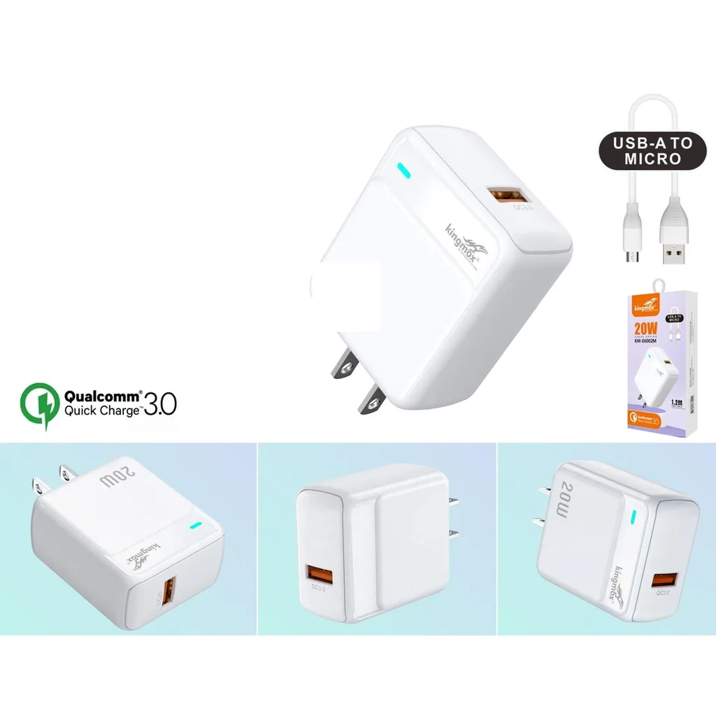 Cargador de pared 20W carga rapida QC3.0 con cable Micro USB