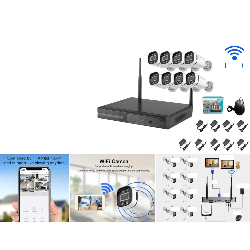 Kit de vigilancia WiFi 8 camaras tipo bala 2.0MP