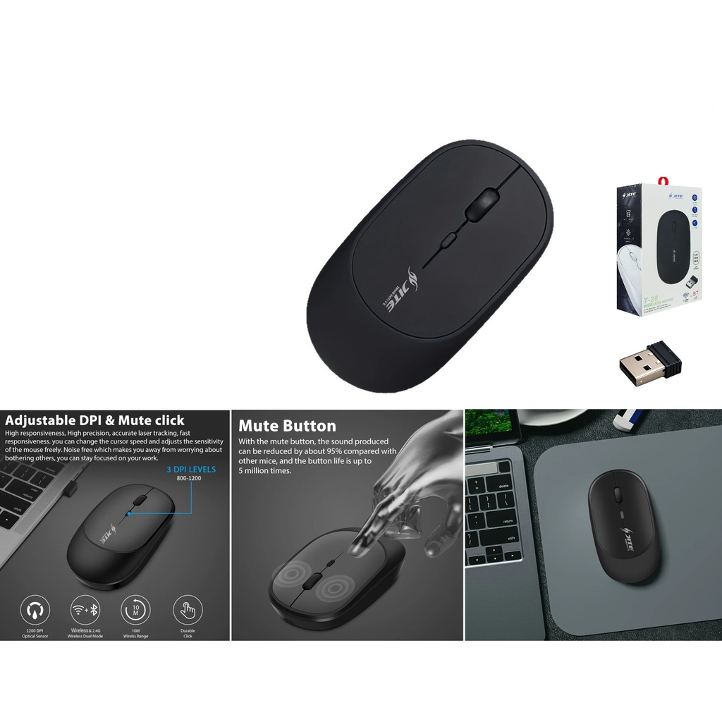 Raton inalambrico 2.4G + BT5.0 DPI 800-1200