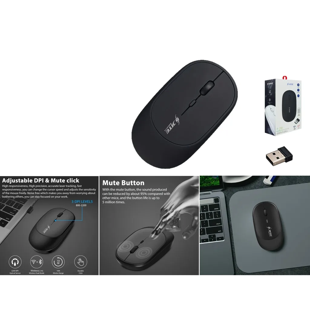 Raton inalambrico 2.4G + BT5.0 DPI 800-1200