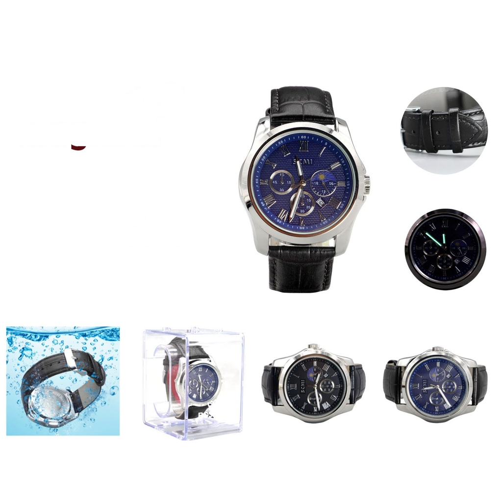 [BS-K2608] Reloj de pulsera con correa de cuero luminoso impermeable