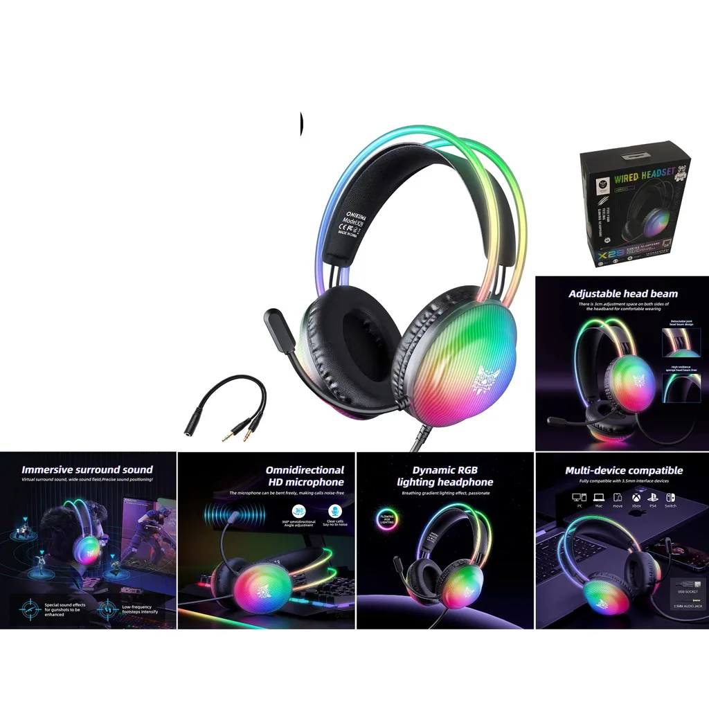 Auriculares para gaming con luces RGB y microfono - Modelo X29