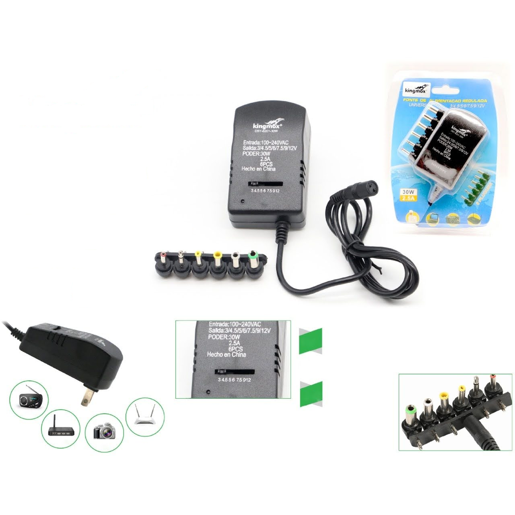 Fuente de alimentacion universal regulada 30W ajustable