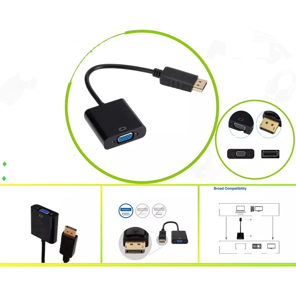 Adaptador DisplayPort macho a VGA hembra