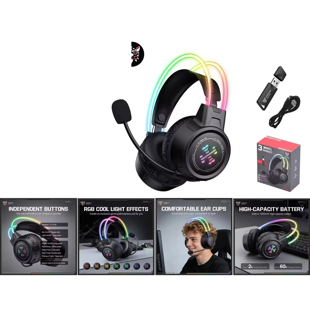 Auriculares diadema Bluetooth con luces RGB